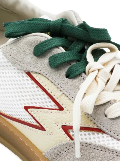 Moaconcept Lightning-bolt Patch Panelled Sneakers In White