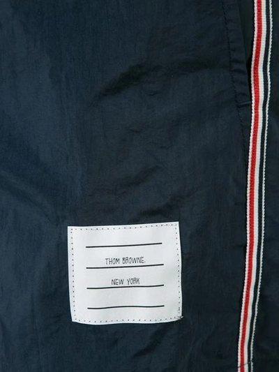 Shop Thom Browne Classic Swim Trunk With Red, White And Blue Grosgrain Side Seam In Navy Brushed Finish Swim Tech