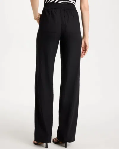 Chico's Pull-on Wide-leg Linen Pants In Black In Black