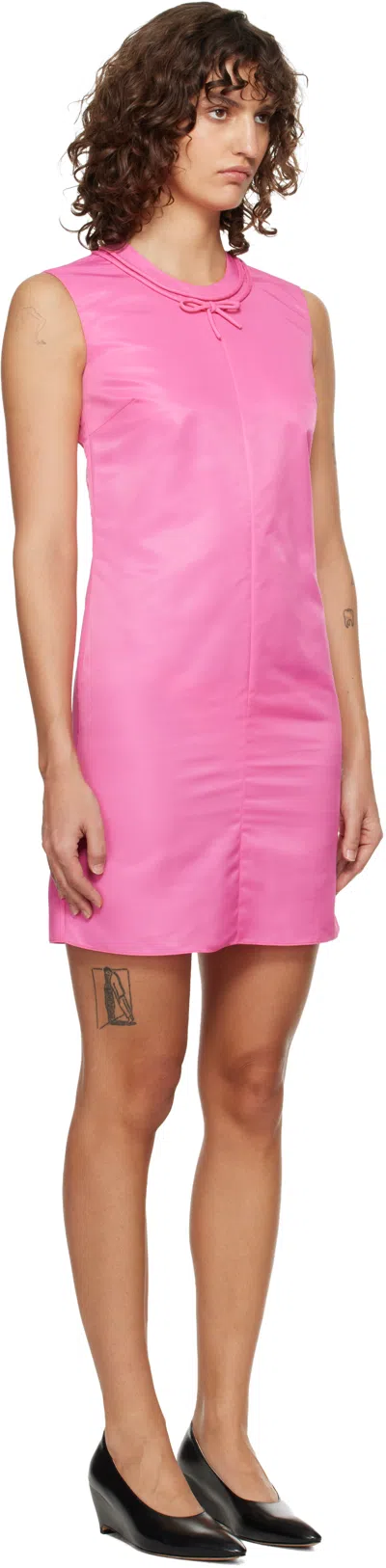 Mm6 Maison Margiela Bow Detail Sleeveless Mini Dress In Pink