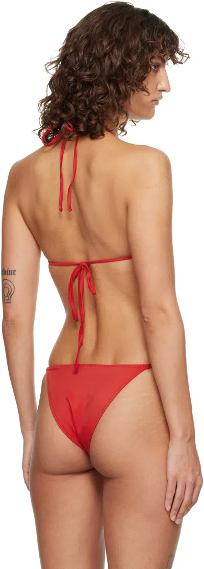 Paloma Wool Bead-embellished Triangle Bikini Top In Red