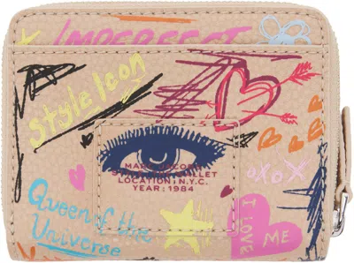 Marc Jacobs Scribble Leather Mini Compact-wallet In Multi