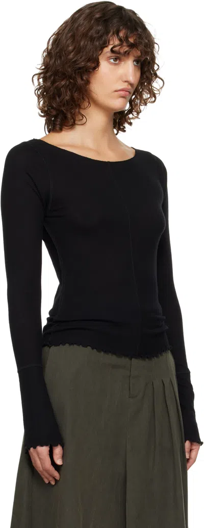 Mfpen Black Ls Flatlock T-shirt In Black