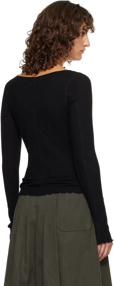 Mfpen Black Ls Flatlock T-shirt In Black