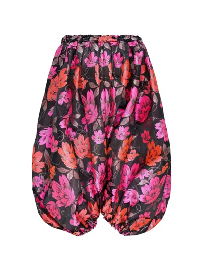 Comme Des Garçons Polyester Jacquard Floral Pants In Multi
