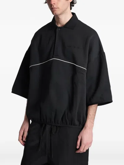 Essentials Piped Polo-style Sweatshirt In Black