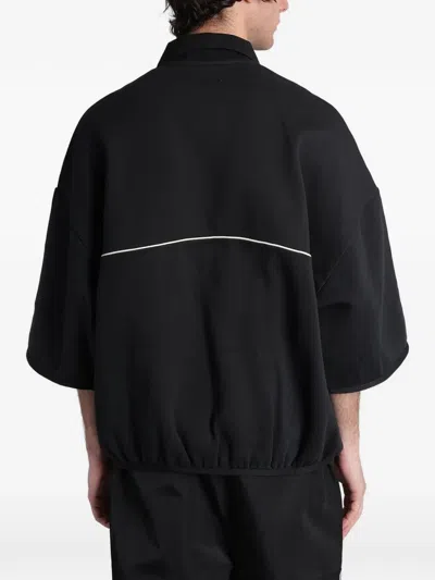 Essentials Piped Polo-style Sweatshirt In Black