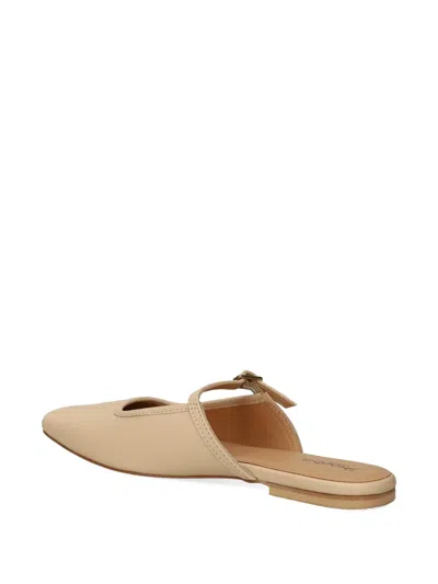 Psophia Buckle-strap Square-toe Flat Mules In Neutral