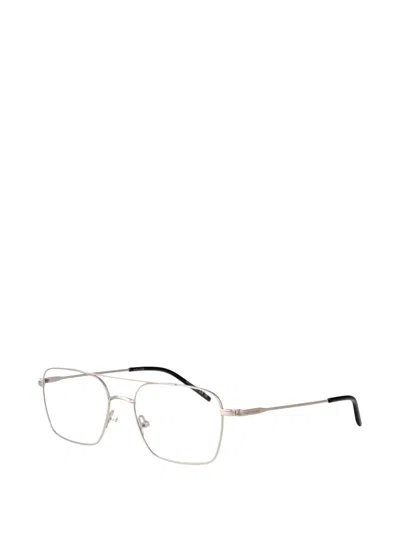 Saint Laurent Double-bridge Glasses In Silver