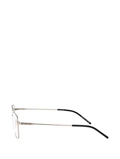 Saint Laurent Double-bridge Glasses In Silver