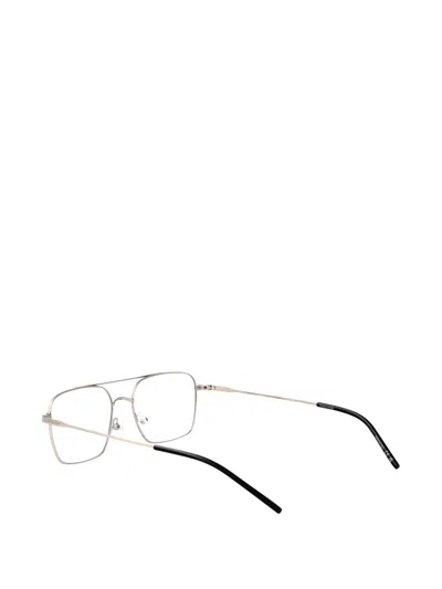 Saint Laurent Double-bridge Glasses In Silver