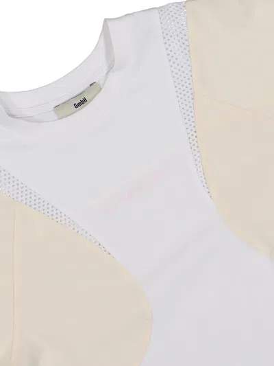 Gmbh Patchwork Mesh-insert T-shirt In White