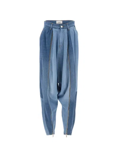 Coperni Patchwork Sarouel Jeans In Blue