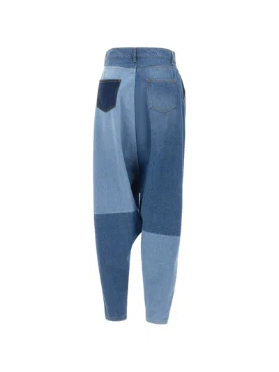 Coperni Patchwork Sarouel Jeans In Blue