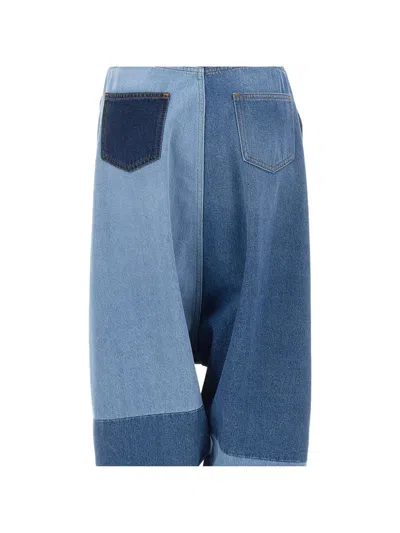 Coperni Patchwork Sarouel Jeans In Blue