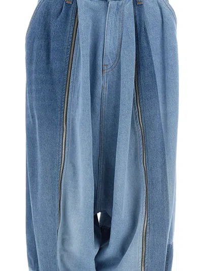 Coperni Patchwork Sarouel Jeans In Blue