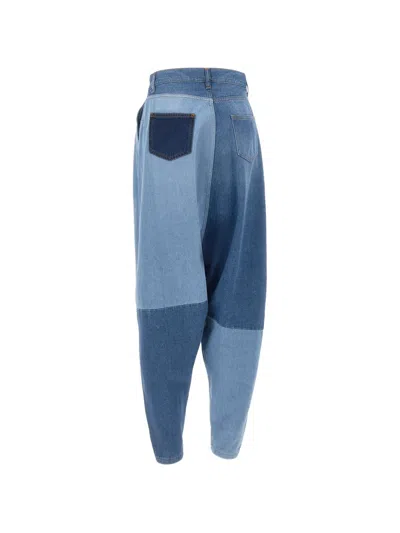 Coperni Patchwork Sarouel Jeans In Blue