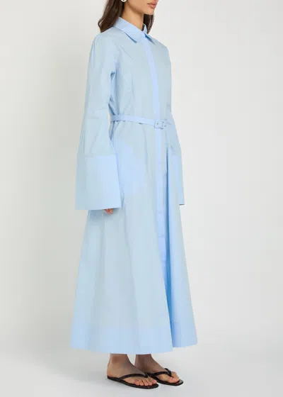Gabriela Hearst Carmina Maxi Shirtdress In Light Blue Sea Island Cotton