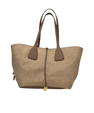 Borbonese Medium Printed Shoulder Bag In Brown