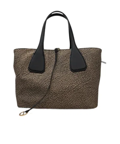 Borbonese Printed Shoulder Bag In Black