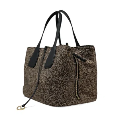 Borbonese Printed Shoulder Bag In Black