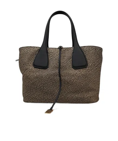 Borbonese Printed Shoulder Bag In Black