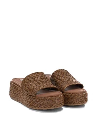 Casadei Platform Sandals Open Toe Woven Texture In Brown