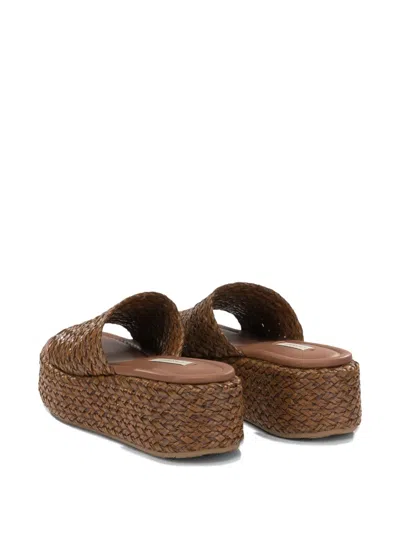 Casadei Platform Sandals Open Toe Woven Texture In Brown