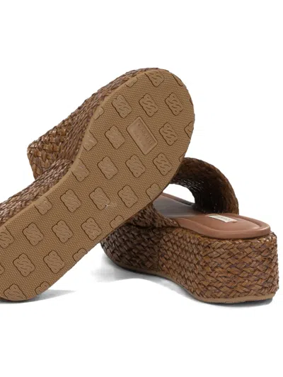 Casadei Platform Sandals Open Toe Woven Texture In Brown