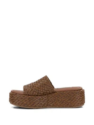 Casadei Platform Sandals Open Toe Woven Texture In Brown