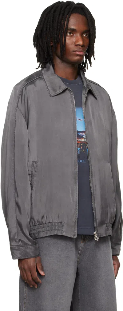 Solid Homme Gray Washed Cupro Blouson Jacket In Gray
