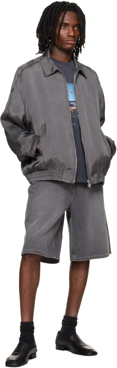 Solid Homme Gray Washed Cupro Blouson Jacket In Gray