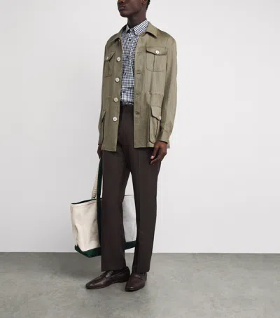 Purdey Cotton-blend Herringbone Overshirt In Multi