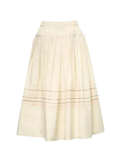 Lee Mathews Broderie-anglaise Pleated Skirt In Neutral