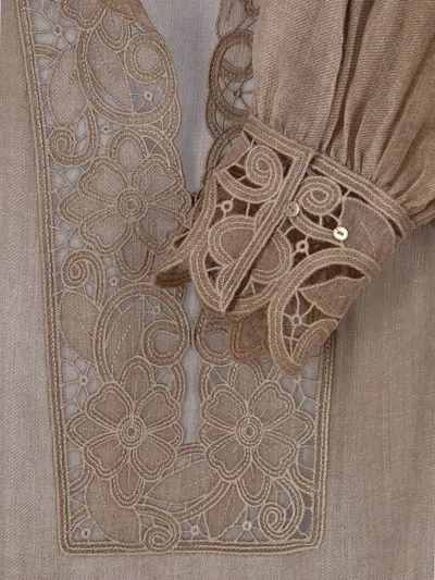 Ermanno Scervino Embroidered Panel Top In Neutral