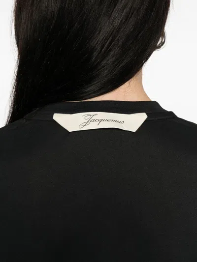 Jacquemus Black Solid Crew Neck T-shirt In Black