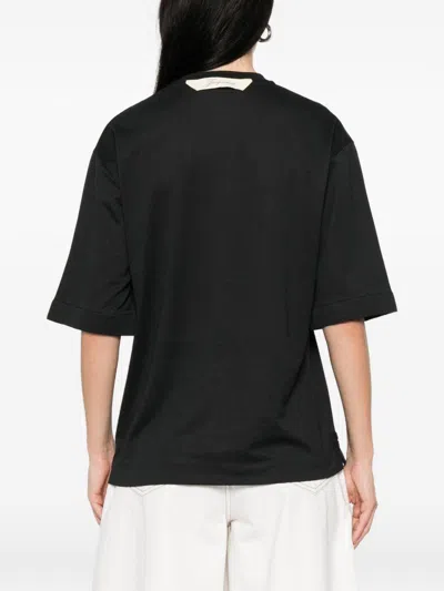 Jacquemus Black Solid Crew Neck T-shirt In Black