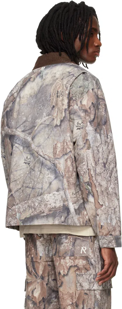 Represent Mens Tree-graphic Print Camouflage Cotton Trucker Jacket In Multi