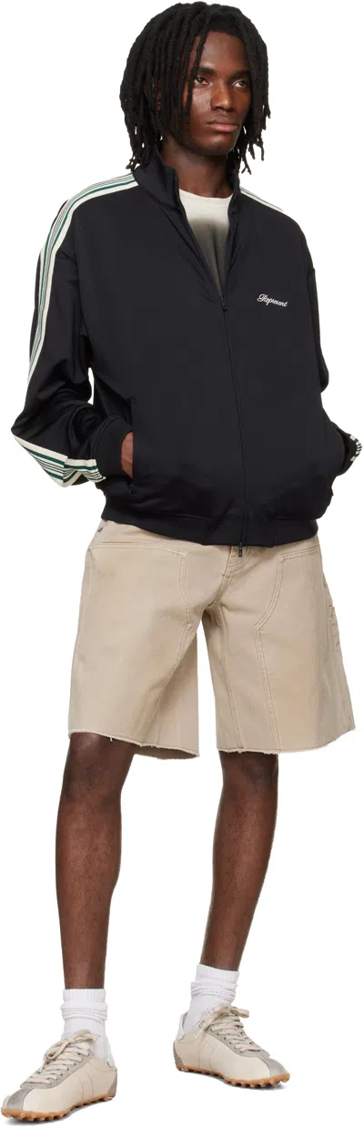 Represent Mens Jet Black Embroidered-logo Striped-taped Woven Track Jacket In Black