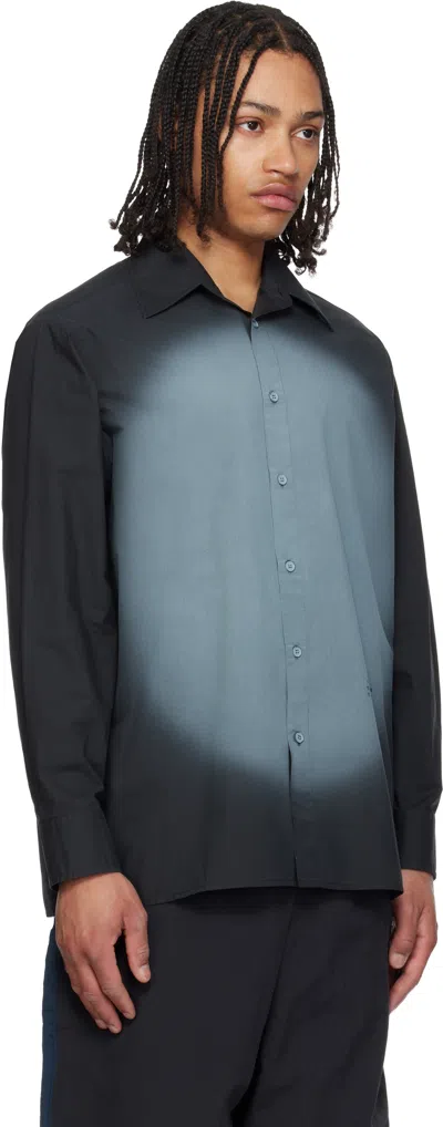 Mm6 Maison Margiela Straight Shirt Collar Long Sleeves Printed Detail In Black
