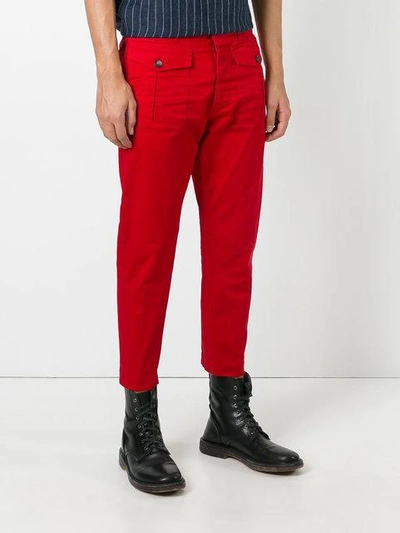 Shop Dsquared2 Cropped Cargo Trousers In Red