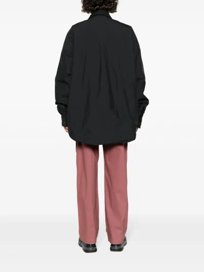 Ambush Gingham Check Pattern Cotton Blend Shirt In Black