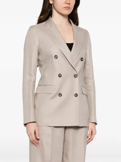 Tagliatore Parigi Double-breasted Peak-lapel Blazer In Neutral