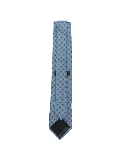 Zegna Geometric-pattern Tie In Blue