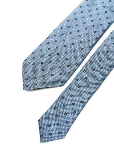 Zegna Geometric-pattern Tie In Blue