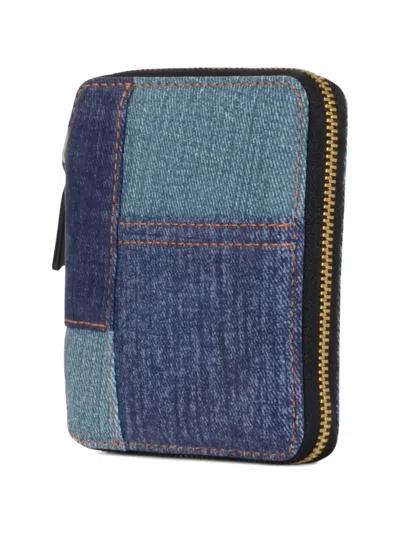 Comme Des Garçons Patchwork Leather Denim Effect Zip Around Wallet Wallets Blue In Blue
