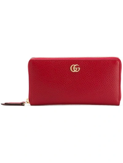 Gucci Petite Leather Zip Around Wallet In Red