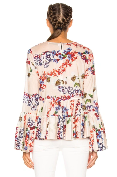 Shop Msgm Printed Long Sleeve Top In Floral,white