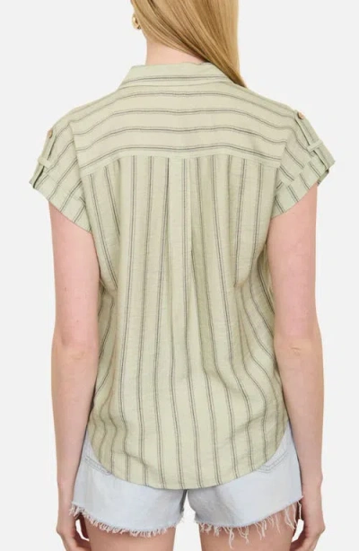 Blu Pepper Stripe Short Sleeve Button-up Shirt In Multi