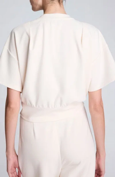 Kenneth Cole Short Sleeve Pullover With Pleated Shoulder In Neutral